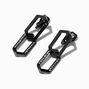 Black Geometric Chain Clip-On Drop Earrings ,