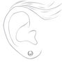 Silver Titanium Cubic Zirconia 5MM Round Bezel Stud Earrings,