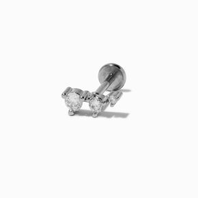 Silver-tone Cubic Zirconia Curve 18G Threadless Cartilage Earring,