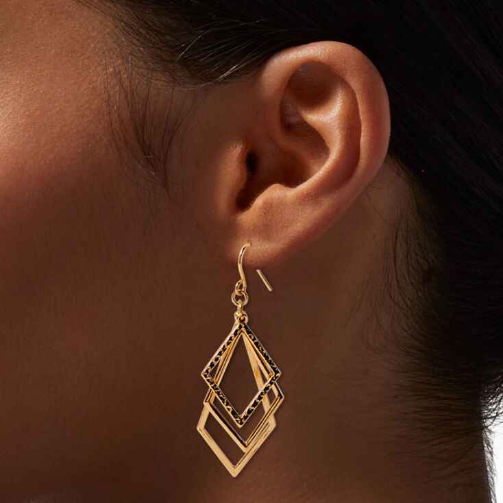 Gold-tone Geometric Outline Drop Earrings,