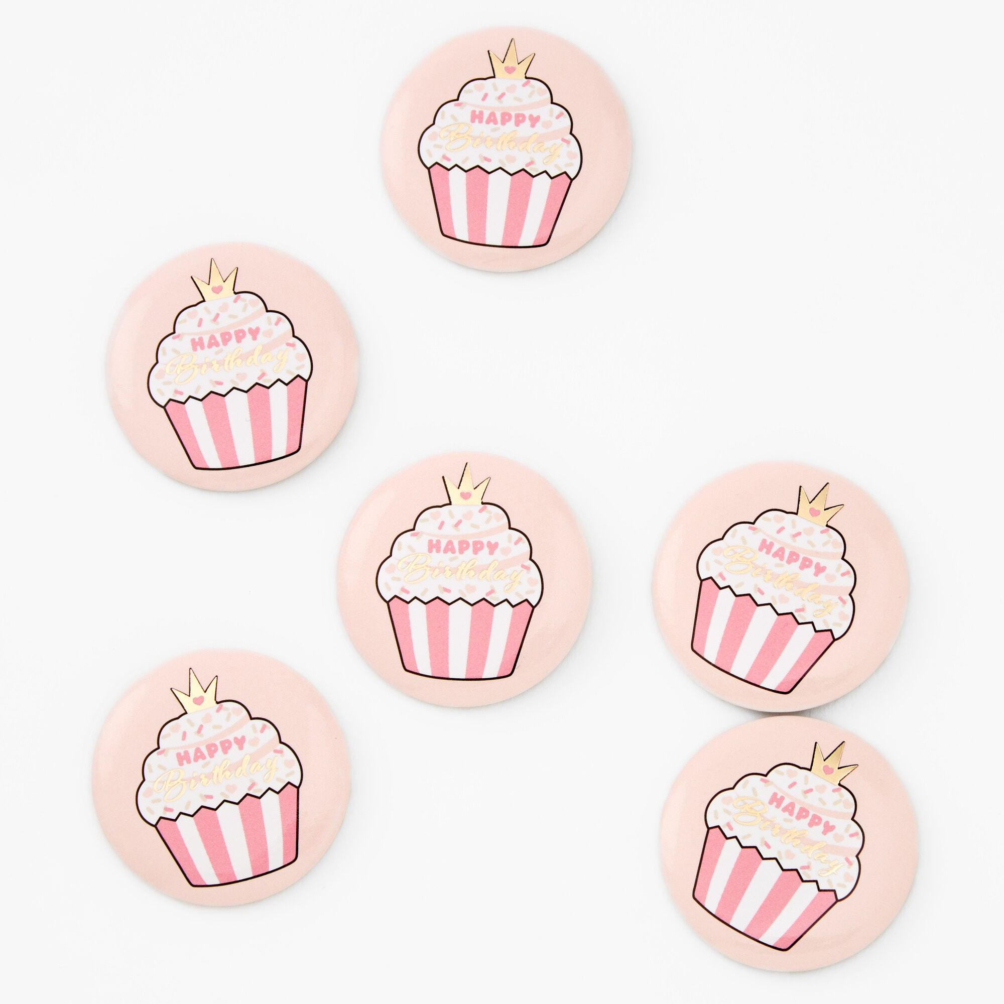 Claire's Badges cupcake « Happy Birthday » Claire's Club - Lot de 6