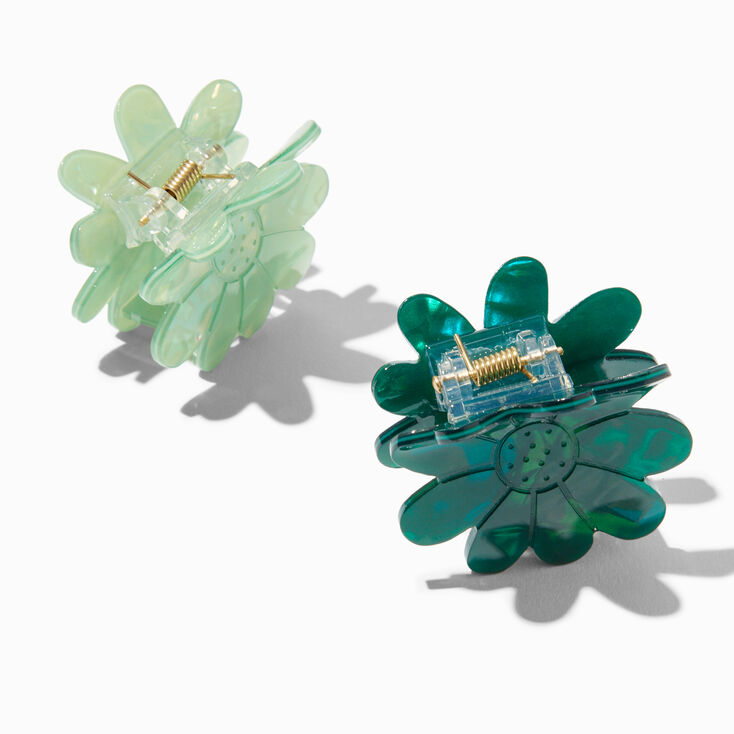 Green Pearlized Flower Hair Claws - 2 Pack,