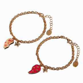 Best Friends Pink Star Split Heart Charm Bracelets - 2 Pack,