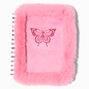 Furry Pink Butterfly Spiral Journal,