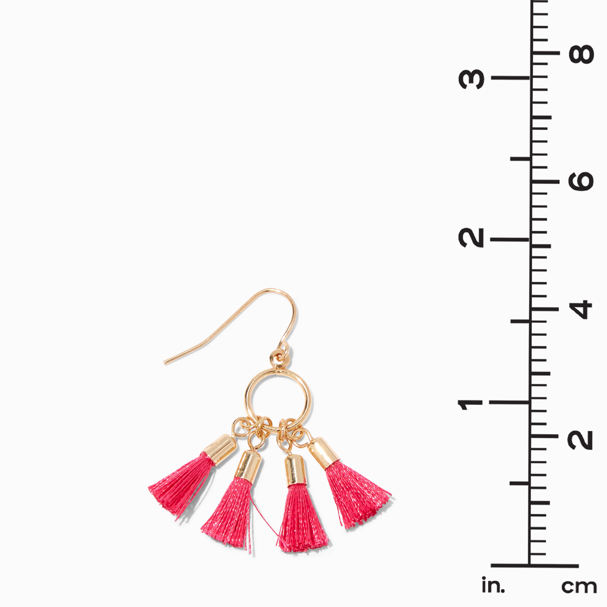 Hot Pink Four Tassel Drop Earrings Claire s