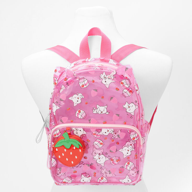 Pink Strawberry Mini Backpack Crossbody Bag