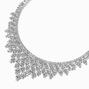 Silver-tone Stacked Square Rhinestones Statement Necklace,