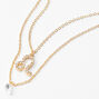 Gold Cubic Zirconia Zodiac Multi Strand Necklace - Leo,