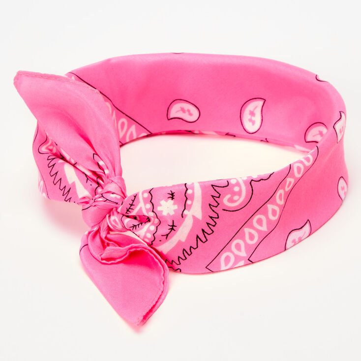 Paisley Bandana Headwrap - Neon Pink,