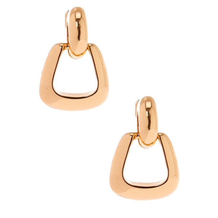 Gold-tone Door Knocker 1&quot; Clip-On Drop Earrings,