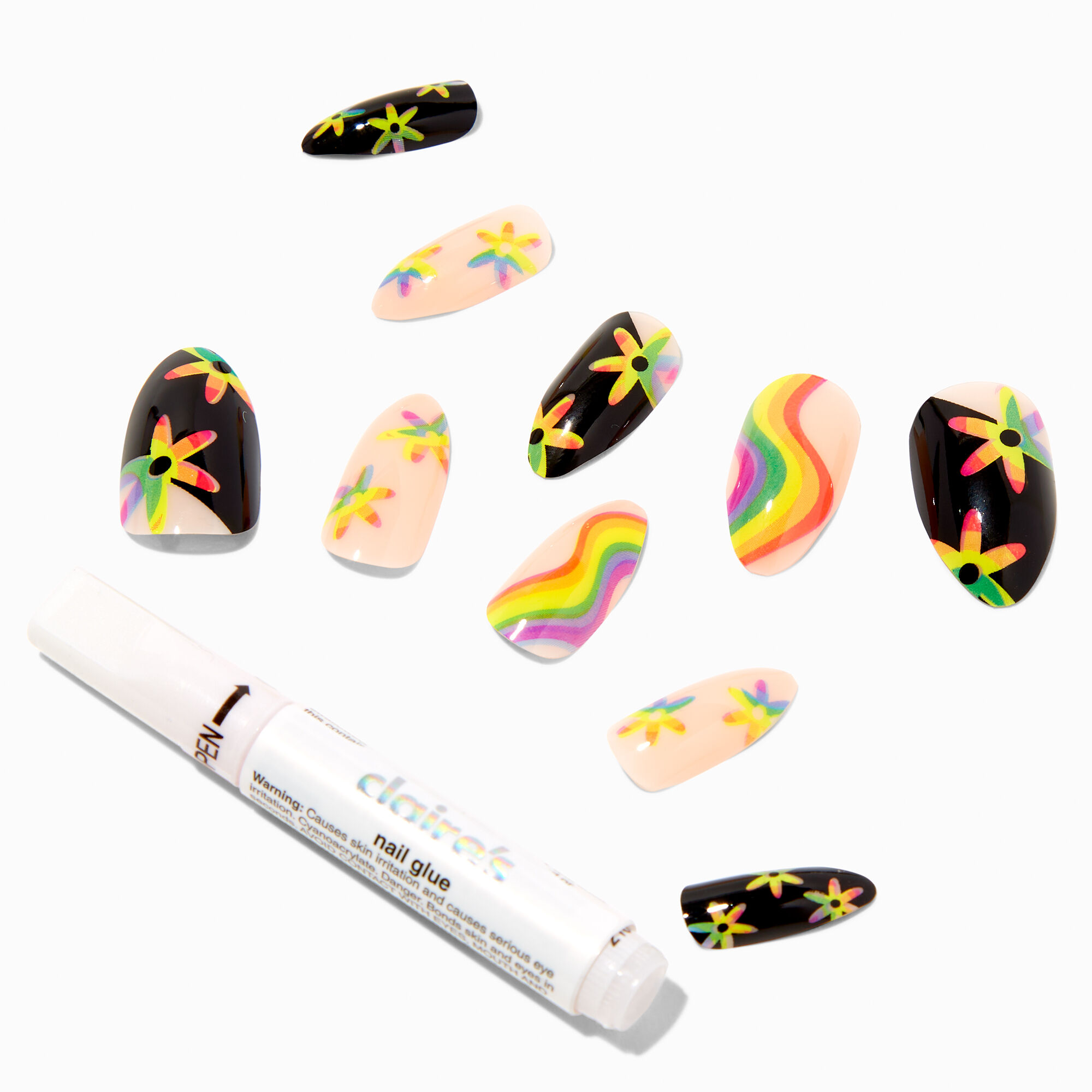 Neon Pride Stiletto Vegan Faux Nail Set - 24 Pack,