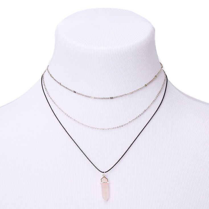 Healing Stone Multi Strand Necklace - Light Pink,