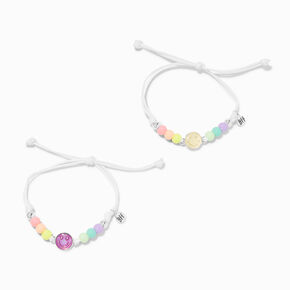 Best Friends Color-Changing UV Happy Face Rainbow Beads Bracelets - 2 Pack,