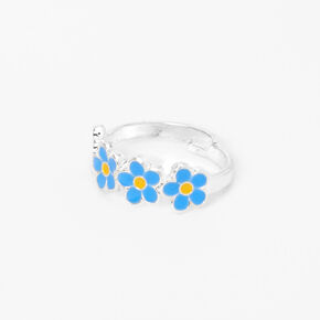Silver Daisy Ring - Blue,