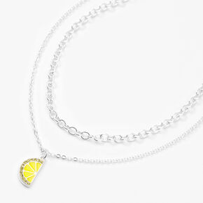 Silver Lemon Multi Strand Pendant Necklace - Yellow,