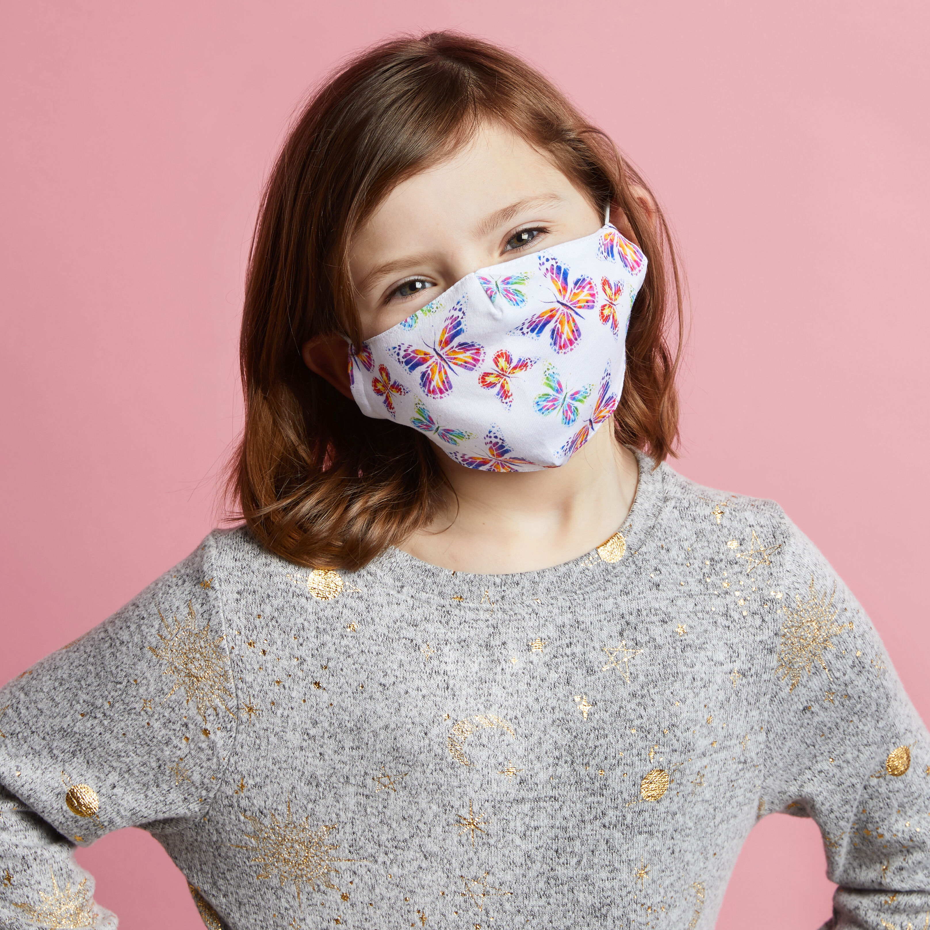 Cotton Tie-Dye Butterfly Face Mask - Child Medium/Large,