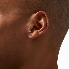 Boucle d&#39;oreille pour piercing tragus avec breloque croix en strass 18&nbsp;g couleur argent&eacute;e,