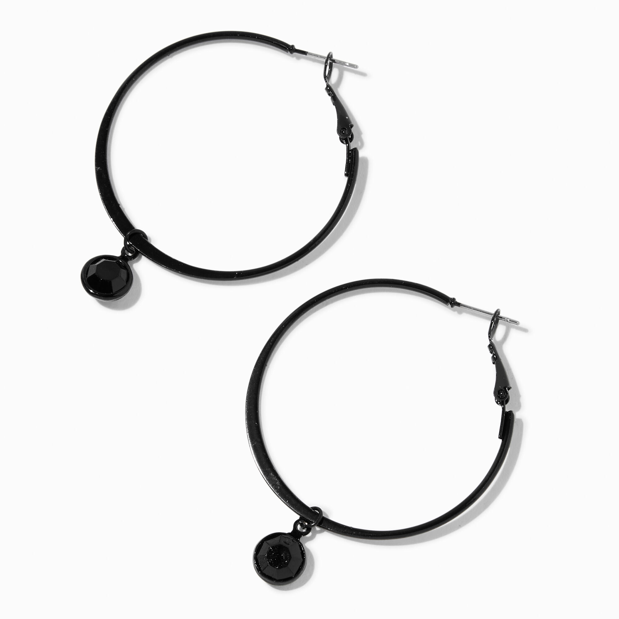 View Claires Dangle 60MM Hoop Earrings Black information