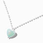 Iridescent Heart Pearl Chain Pendant Necklace,