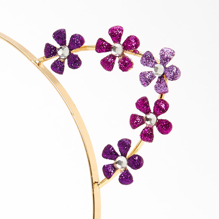 Gold Flower Cat Ears Headband - Purple,