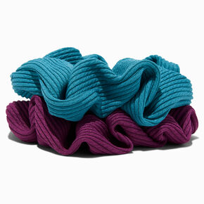 Teal &amp; Purple Ribbed Hair Scrunchies - 2 Pack,