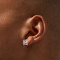Silver-tone Cubic Zirconia 8mm Square Stud Earrings,