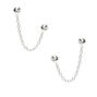 Sterling Silver 3MM Ball Connector Chain Stud Earrings,