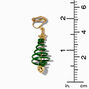 Green 1&quot; Christmas Tree Spiral Clip-On Drop Earrings,