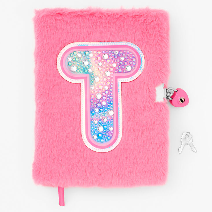 Bejeweled Initial Fuzzy Lock Diary - T,