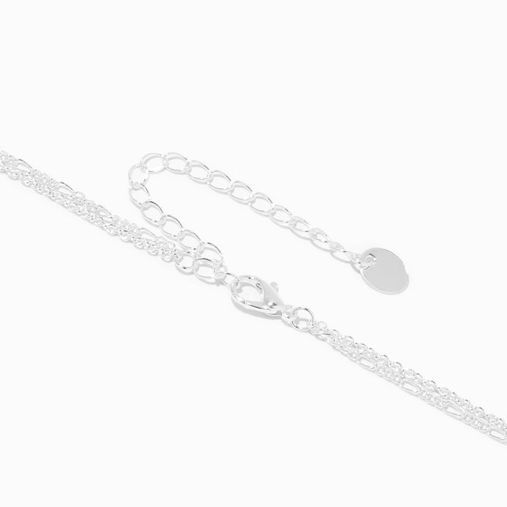 Silver Metal Daisy Pendant Multi-Strand Necklace,