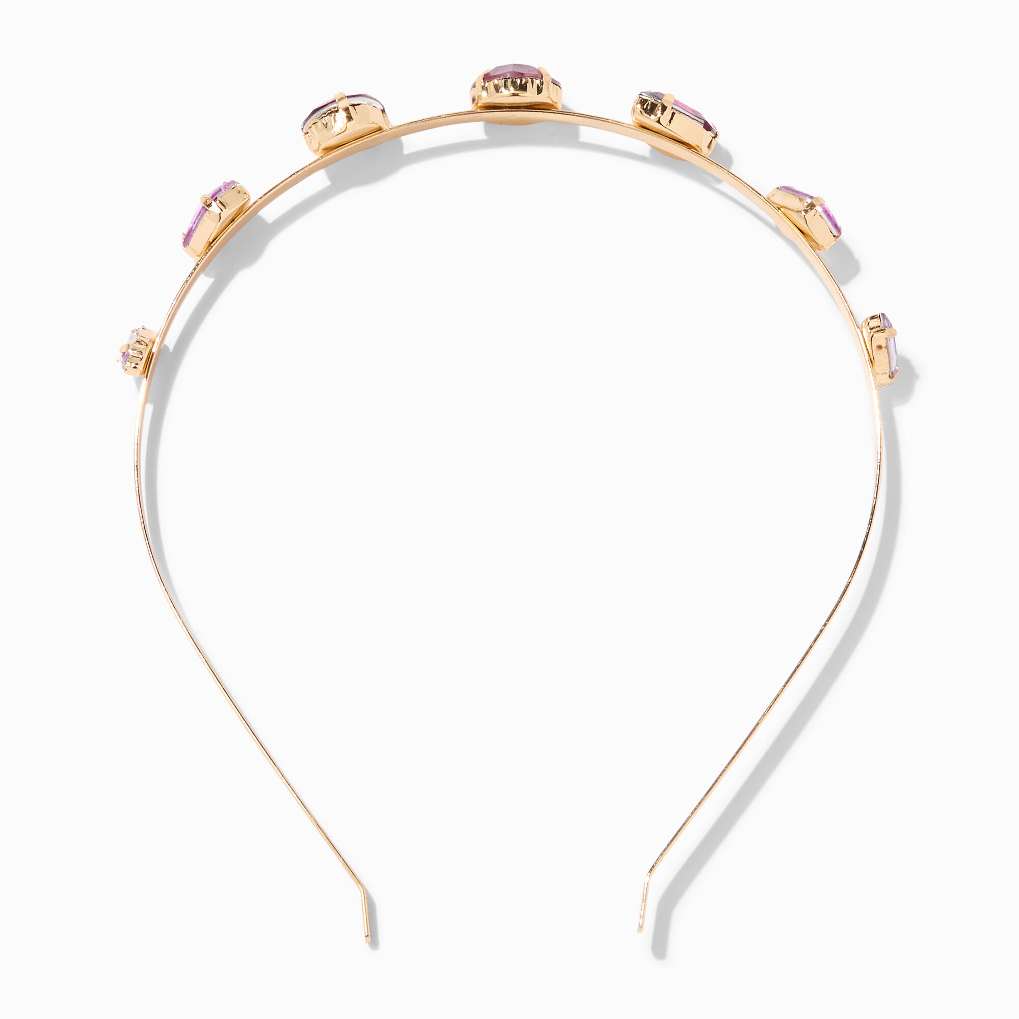 Pink & Purple Rhinestone Studded Metal Headband,