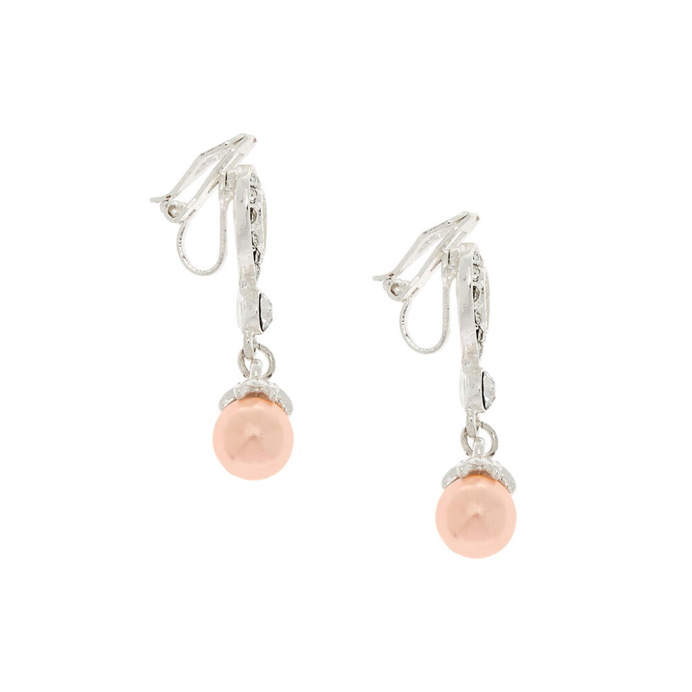Pearl Clip On Drop Earrings,