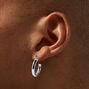 Silver-tone Tubular Hoop Earring Stackables Set - 3 Pack,