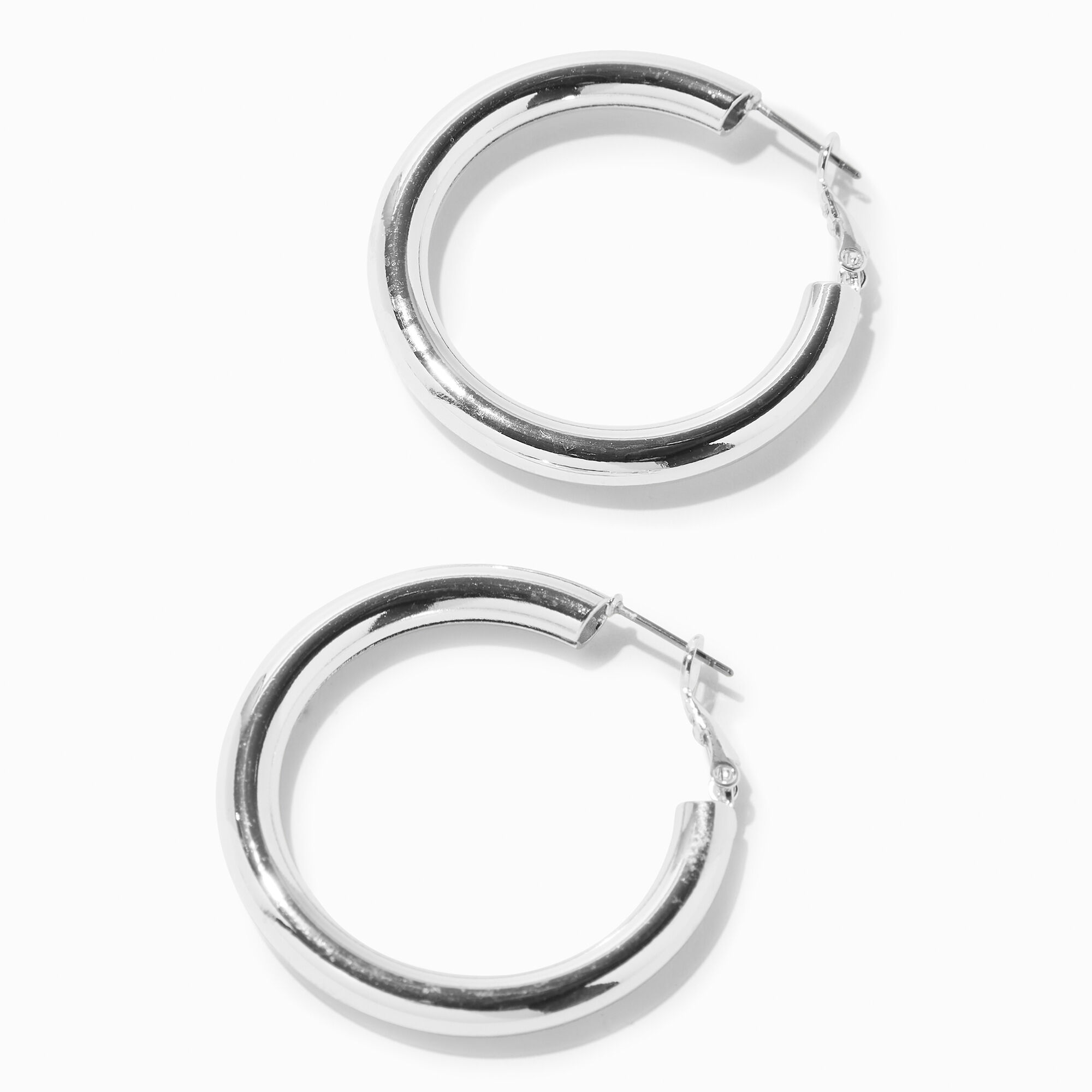 View C Luxe By Claires 30MM Tube Hoop Earrings Silver information