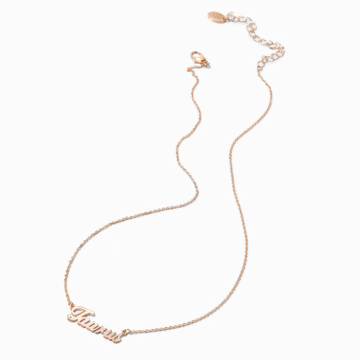 Gold-tone Script Zodiac Pendant Necklace - Taurus ,