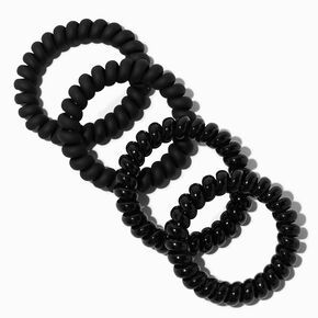 Shiny &amp; Matte Black Spiral Hair Ties - 4 Pack,