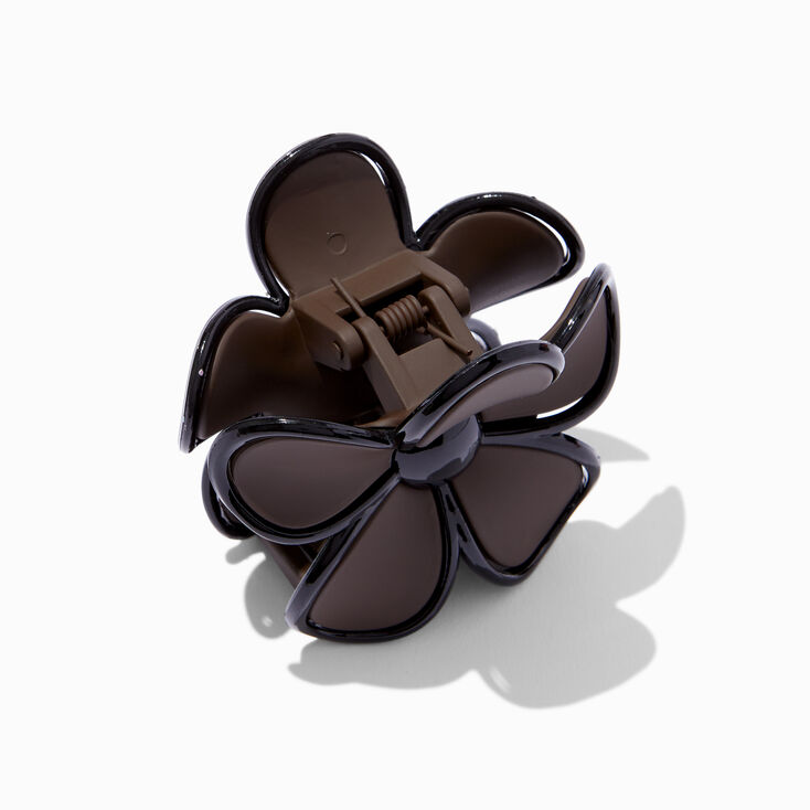 Brown &amp; Black Lined Flower Hair Claw ,
