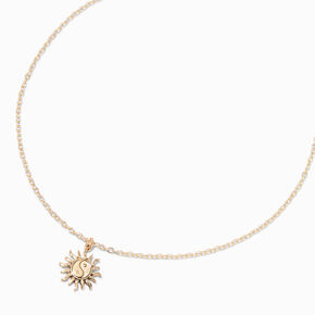 Gold Yin Yang Sunburst Pendant Necklace,
