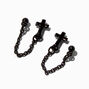 Black Cross Connector Chain Stud Earrings,