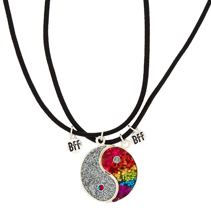 Best Friends Glitter Yin Yang Pendant Necklaces - 2 Pack,