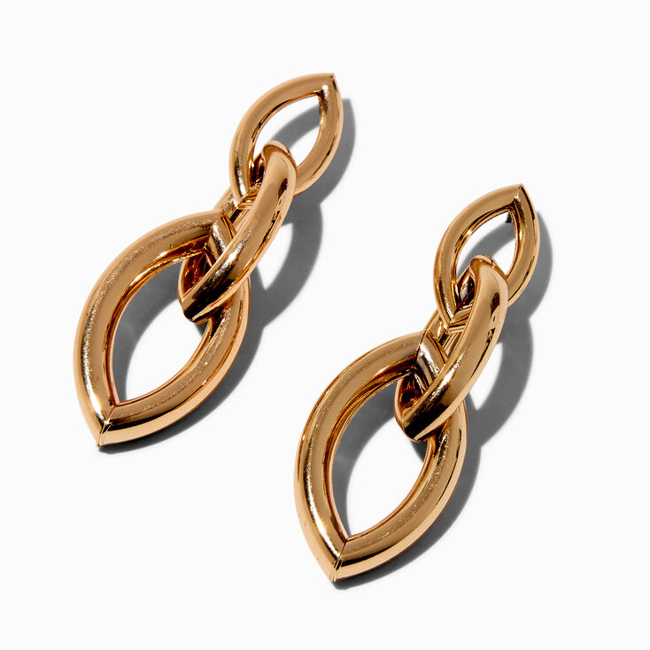 Gold-tone Oval Chain Link 2" Drop Earrings