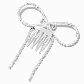 Silver-tone Rhinestone Bow Hair Comb ,