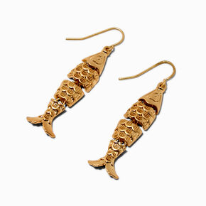 Gold-tone Fish Linear Drop Earrings,
