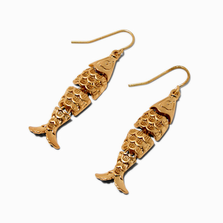 Gold-tone Fish Linear Drop Earrings,