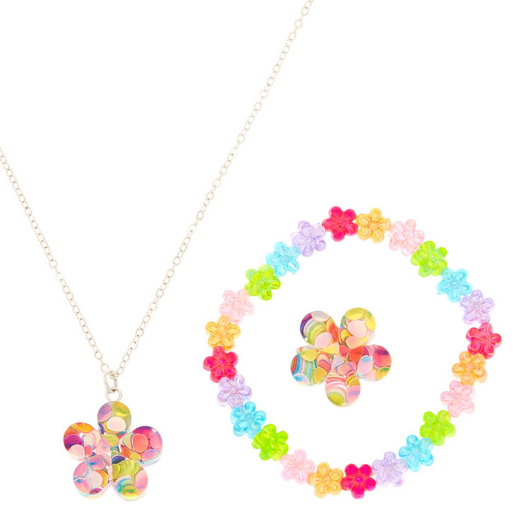 Claire's Parure de bijoux fleurs à confettis du Claire's Club, lot de 3 articles