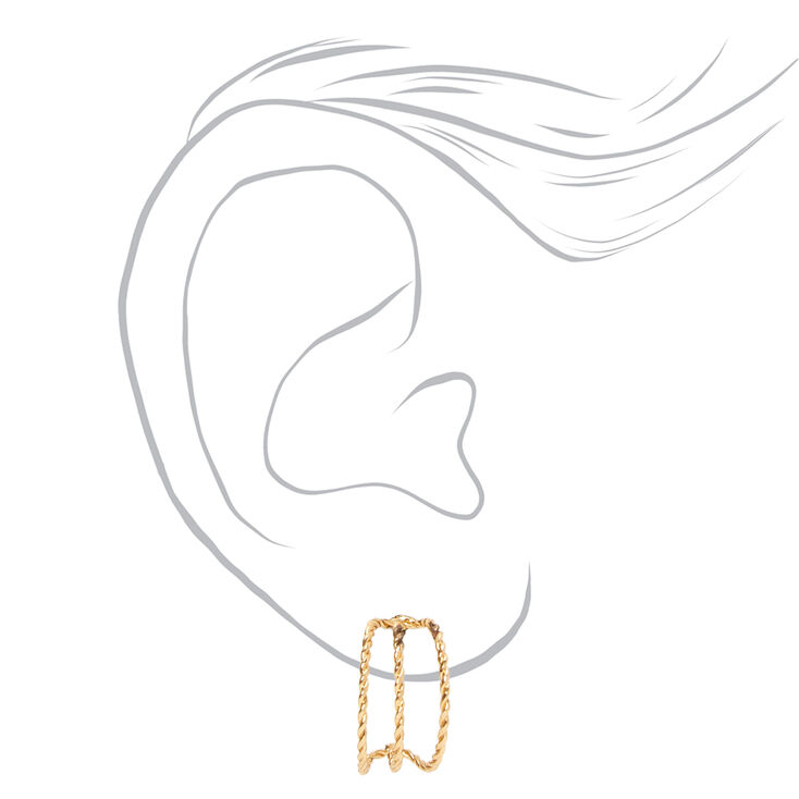 Gold 15MM Triple Twisted Half Hoop Earrings,