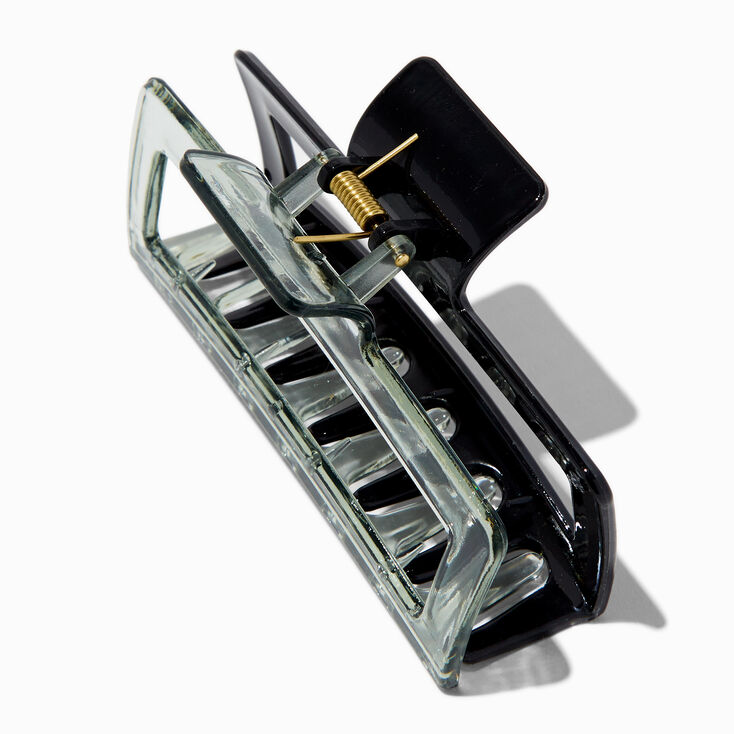 Large Two-Tone Black Rectangular Hair Claw,