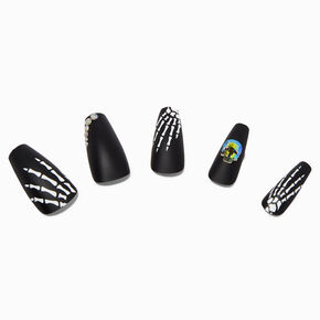 Embellished Skeleton Squareletto Press On Faux Nail Set - 24 Pack,
