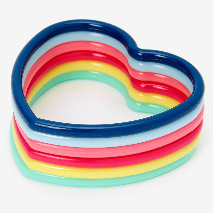 Claire's Bracelets fins bangle cœurs arc-en-ciel Claire's Club - Lot de 6