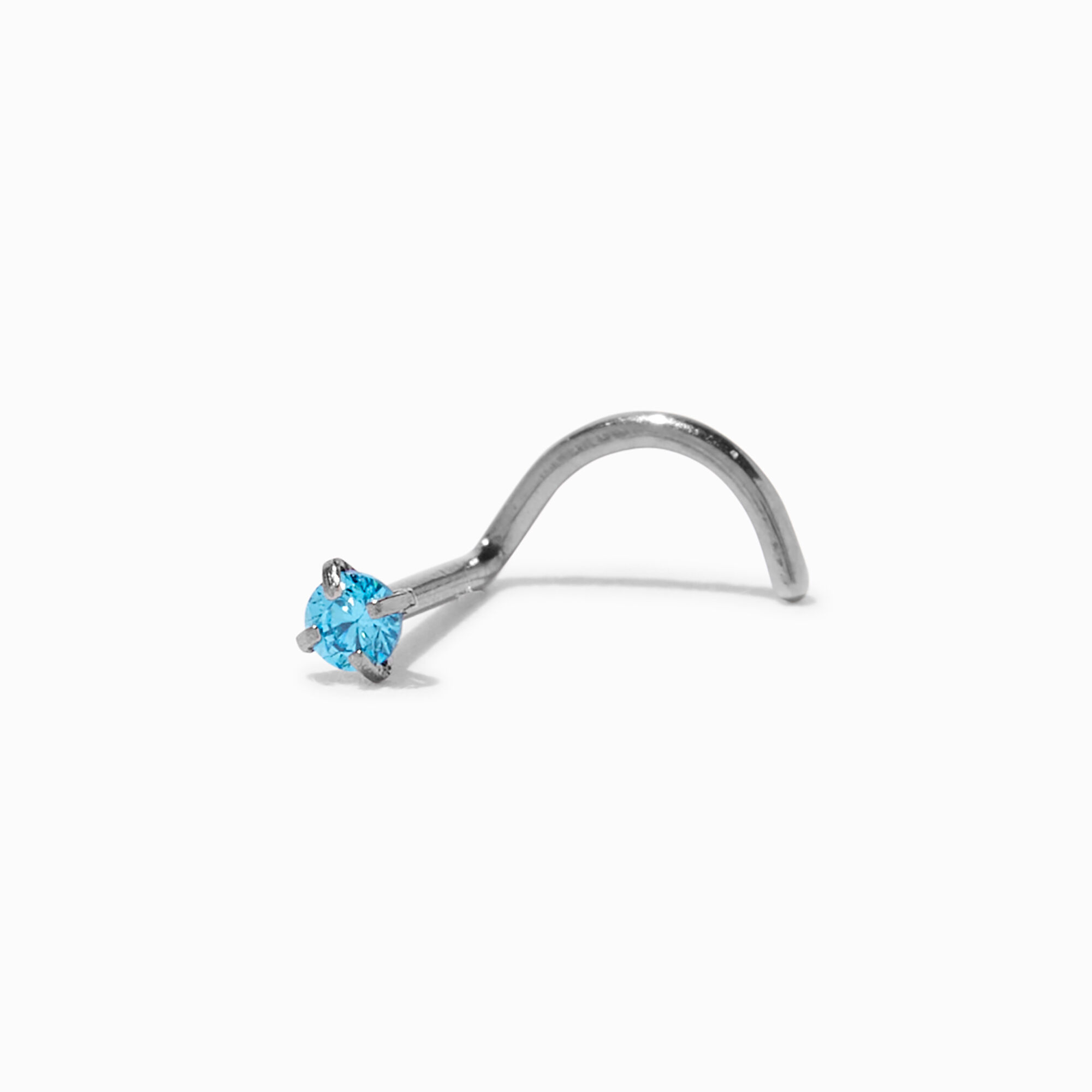 View Claires Tone Titanium Aqua Cubic Zirconia 20G Nose Stud Silver information